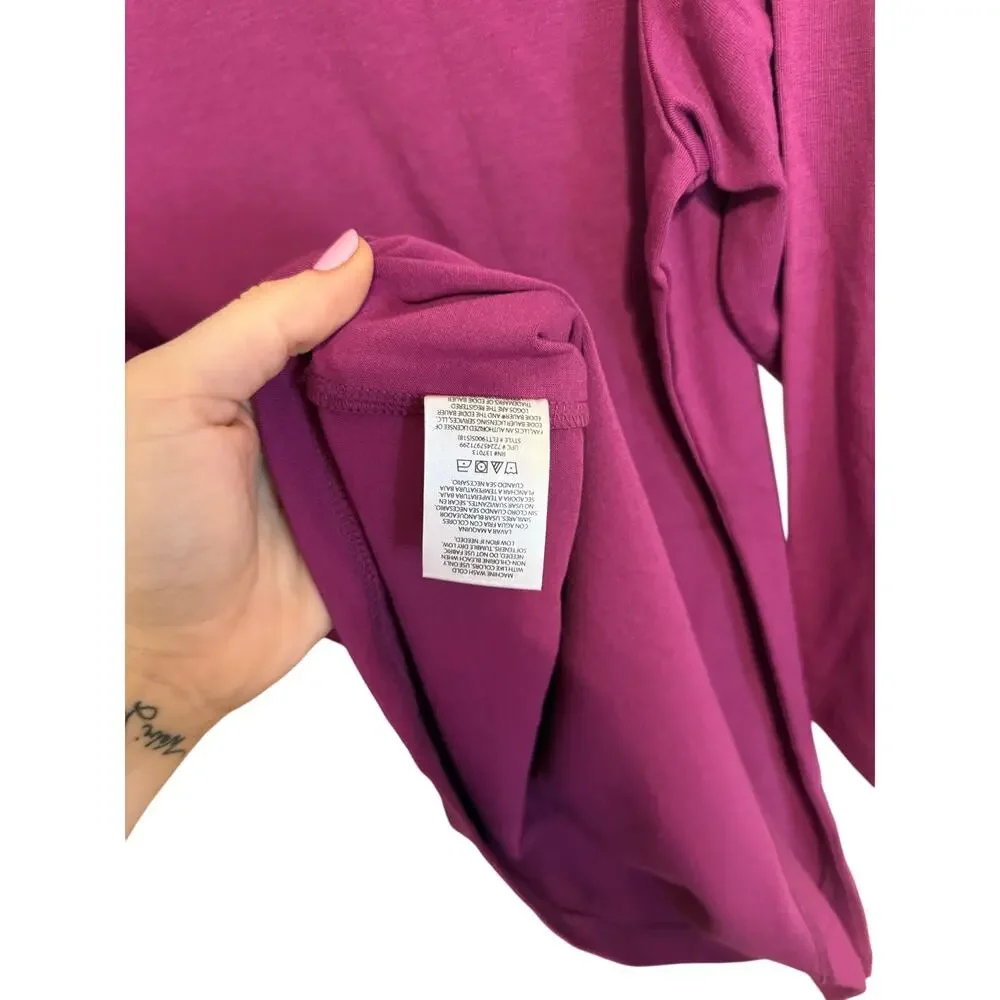 Eddie Bauer Magenta 3/4 Length Sleeve Casual Solid Top Women’s Medium NWT